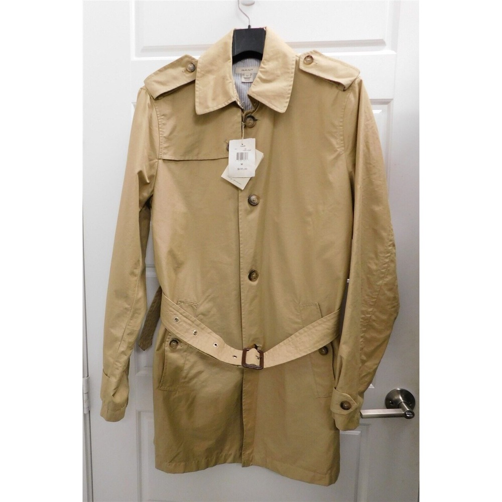 New Gant Dark Khaki Trench Coat Belted $695 sz M